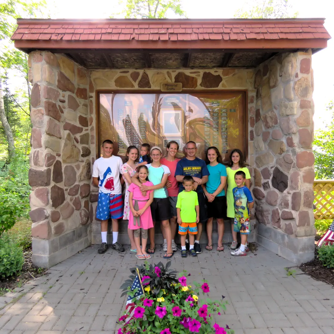 Family photo in memorial grotto Family photo in memorial grotto