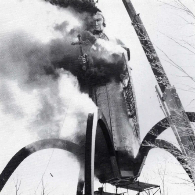 Statue on fire with smoke coming out Statue on fire with smoke coming out